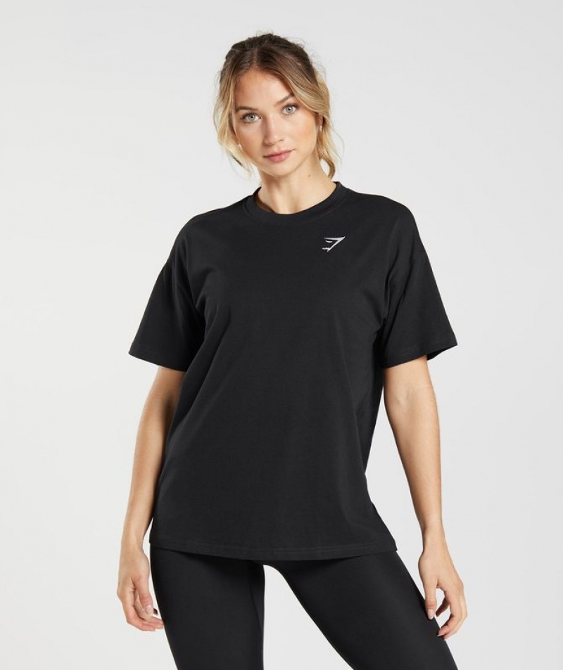 T-Shirts Gymshark Entrenamiento Oversized T-Shirt Negras | HAWJY8214