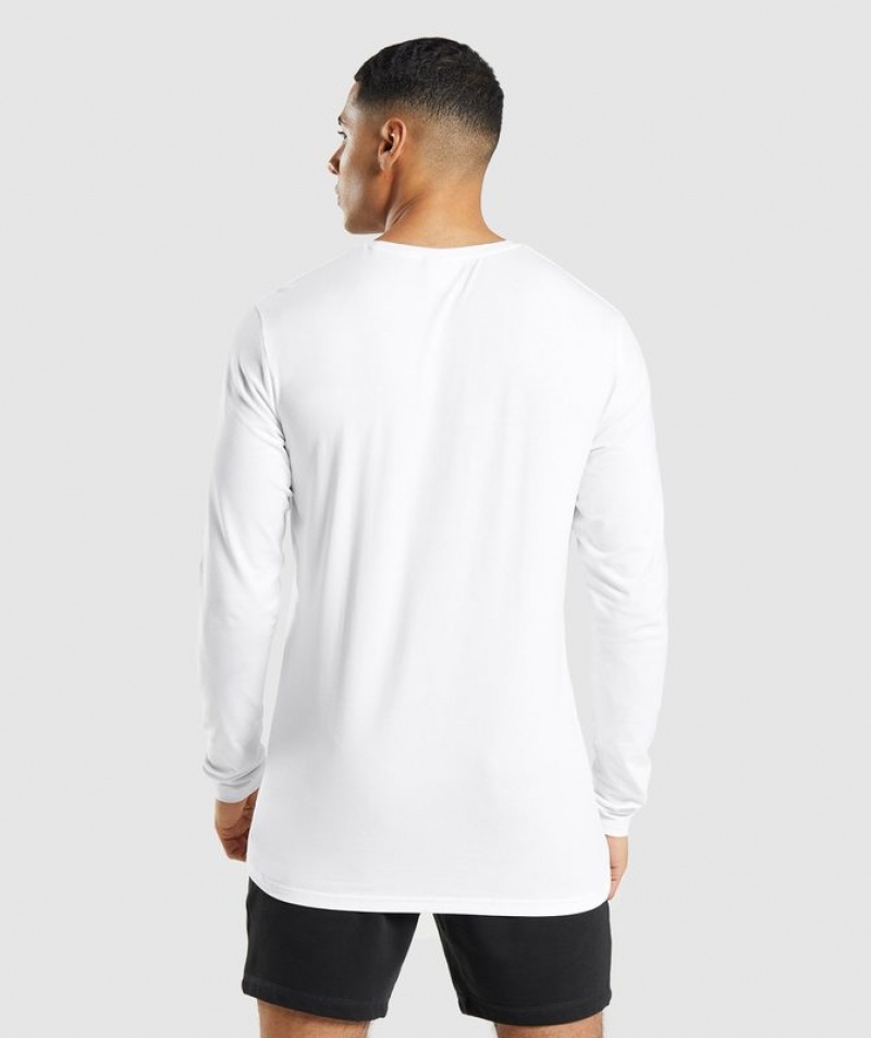 T-Shirts Gymshark Essential Long Sleeve T-Shirt Blancas | BHQVR0546