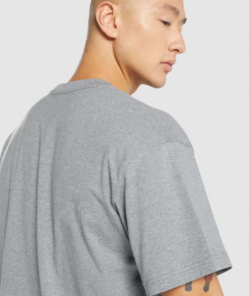 T-Shirts Gymshark Essential Oversized T-Shirt Gris | NIQBE3986