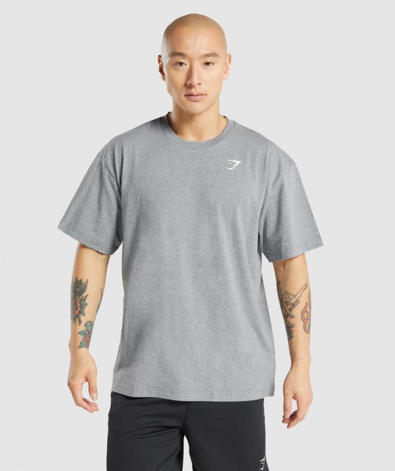 T-Shirts Gymshark Essential Oversized T-Shirt Gris | NIQBE3986