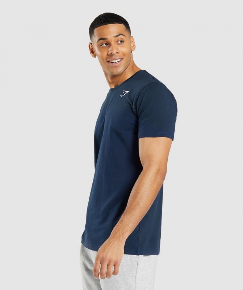 T-Shirts Gymshark Essential T-Shirt Azul Marino | NCJYM0583