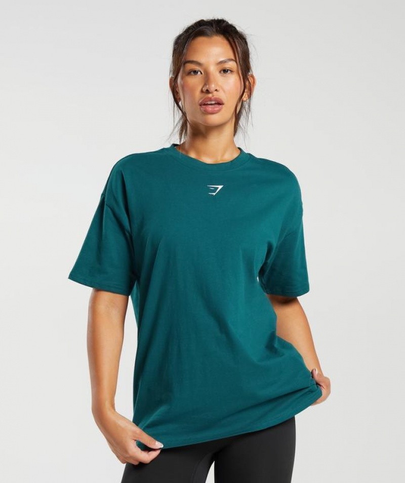 T-Shirts Gymshark Fraction Oversized T-Shirt Verde Menta | NLWUP8134