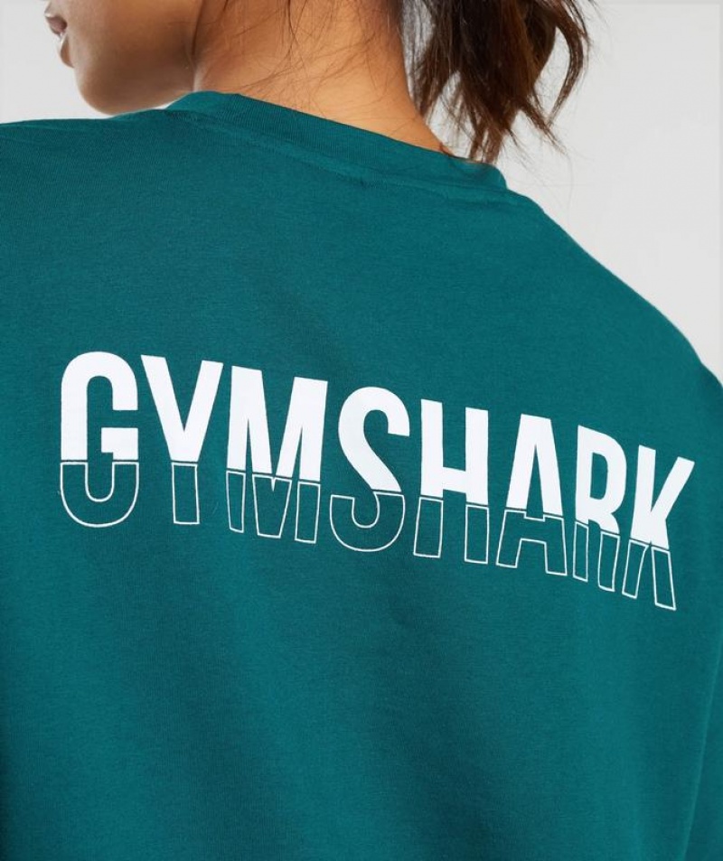 T-Shirts Gymshark Fraction Oversized T-Shirt Verde Menta | NLWUP8134