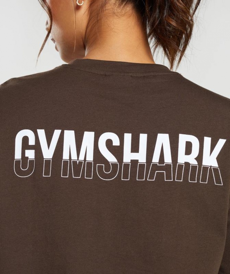 T-Shirts Gymshark Fraction Oversized T-Shirt Marrones | QOCYK9467