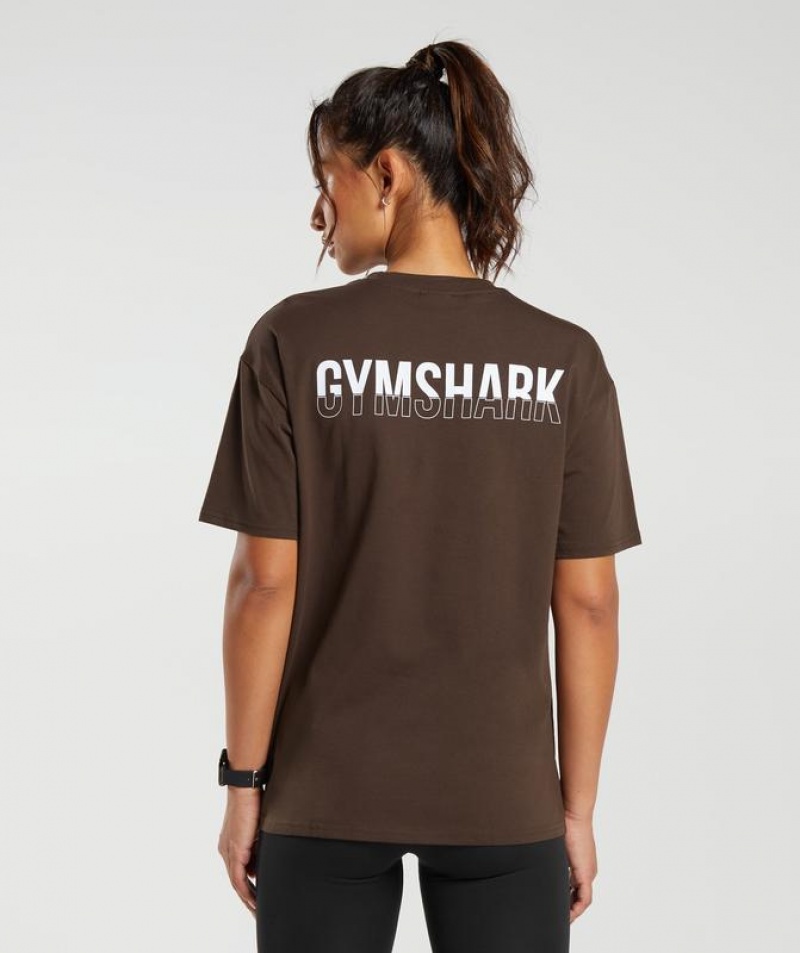 T-Shirts Gymshark Fraction Oversized T-Shirt Marrones | QOCYK9467