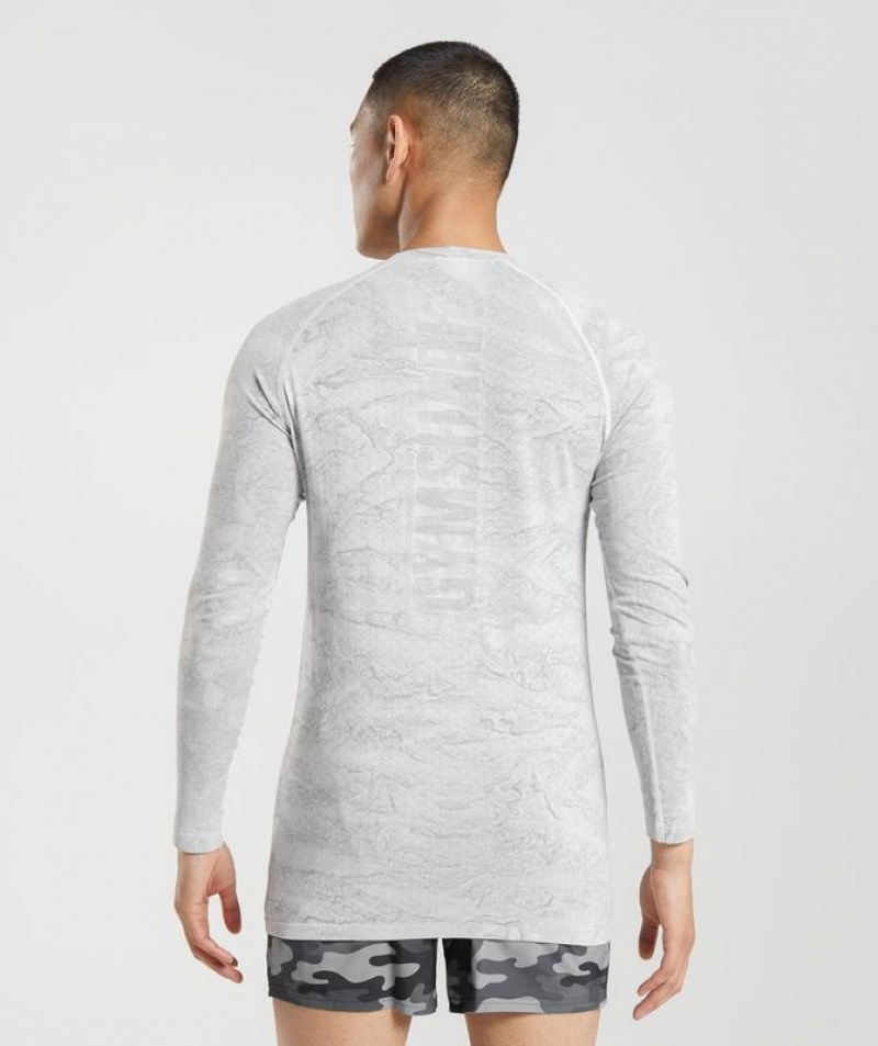 T-Shirts Gymshark Geo Seamless Long Sleeve T-Shirt Gris | MIXQA2489