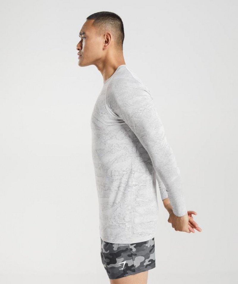 T-Shirts Gymshark Geo Seamless Long Sleeve T-Shirt Gris | MIXQA2489