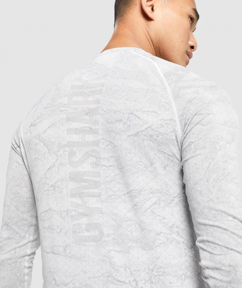 T-Shirts Gymshark Geo Seamless Long Sleeve T-Shirt Gris | MIXQA2489