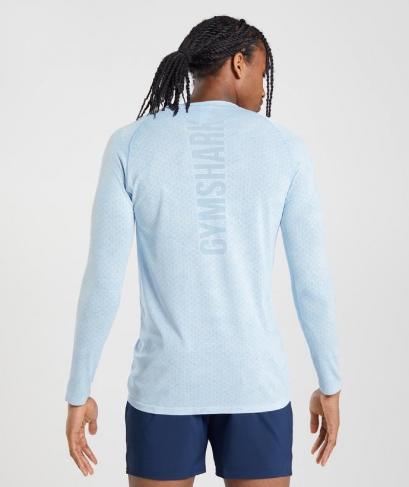 T-Shirts Gymshark Geo Seamless Long Sleeve T-Shirt Azules | UNCHL3819