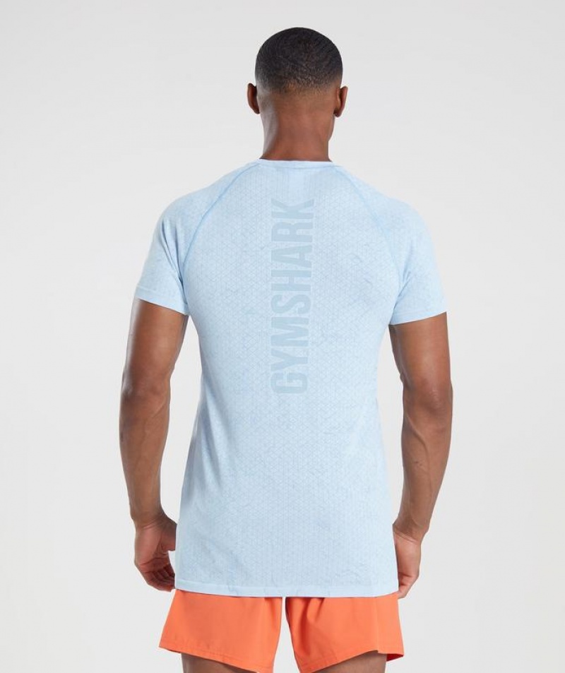 T-Shirts Gymshark Geo Seamless T-Shirt Azules | OUXDK1302