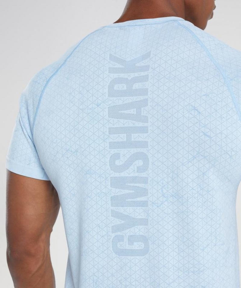 T-Shirts Gymshark Geo Seamless T-Shirt Azules | OUXDK1302