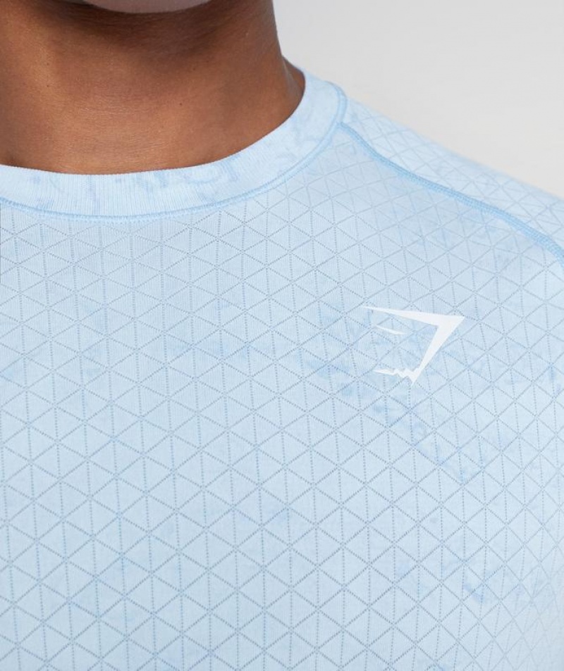 T-Shirts Gymshark Geo Seamless T-Shirt Azules | OUXDK1302