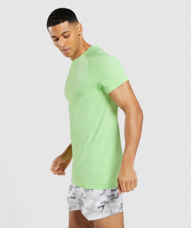 T-Shirts Gymshark Geo Seamless T-Shirt Bali Green/White | RPDXG3567