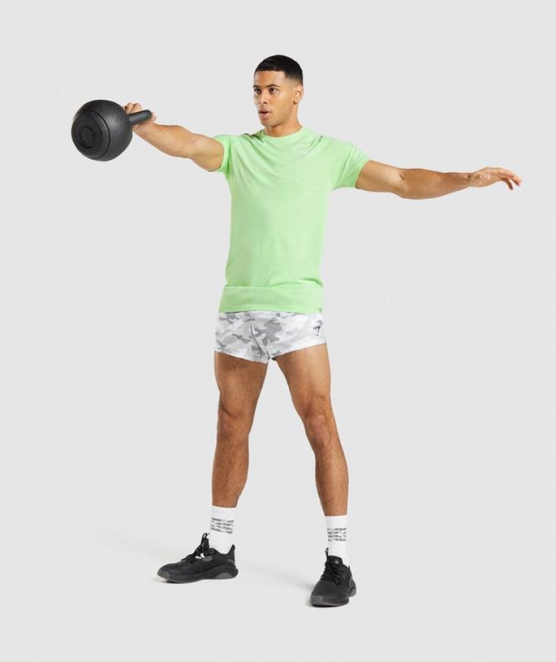 T-Shirts Gymshark Geo Seamless T-Shirt Bali Green/White | RPDXG3567