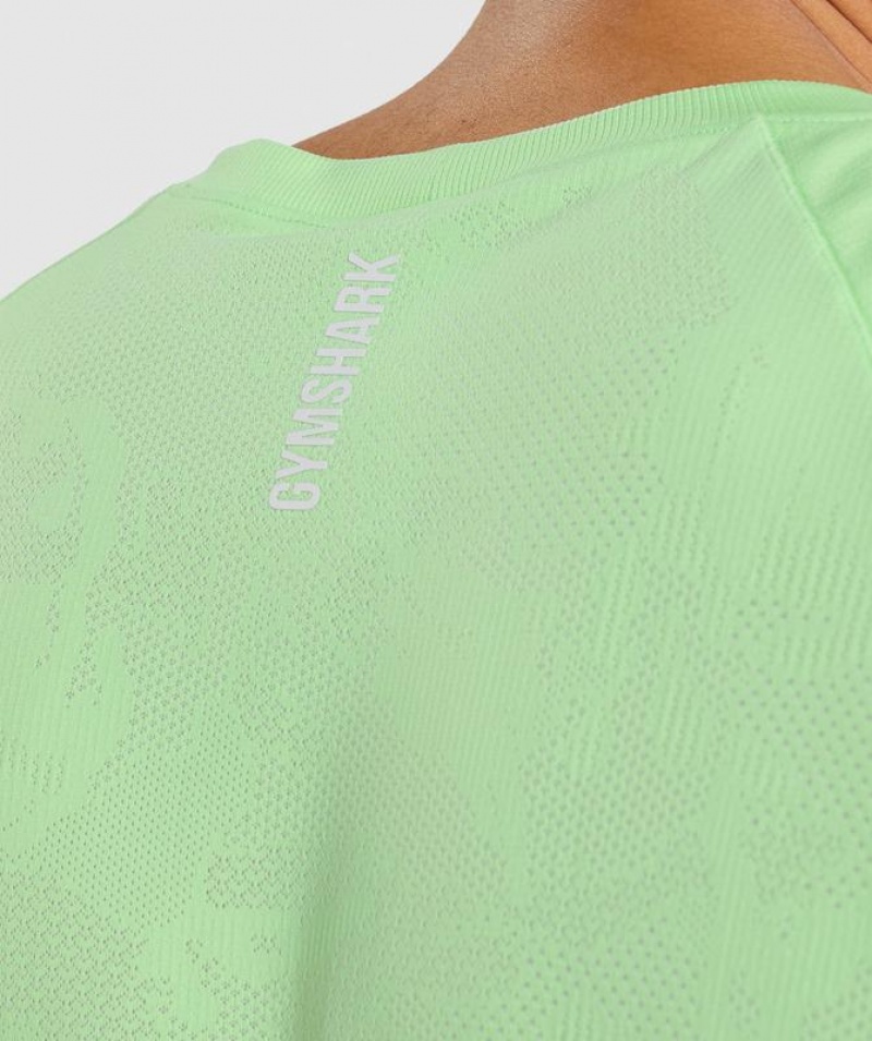 T-Shirts Gymshark Geo Seamless T-Shirt Bali Green/White | RPDXG3567