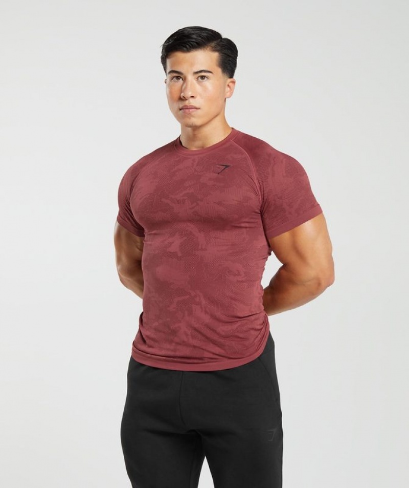 T-Shirts Gymshark Geo Seamless T-Shirt Burdeos | XPGEQ9310