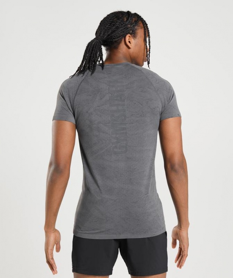 T-Shirts Gymshark Geo Seamless T-Shirt Charcoal Grey/Black | LWYPG1530