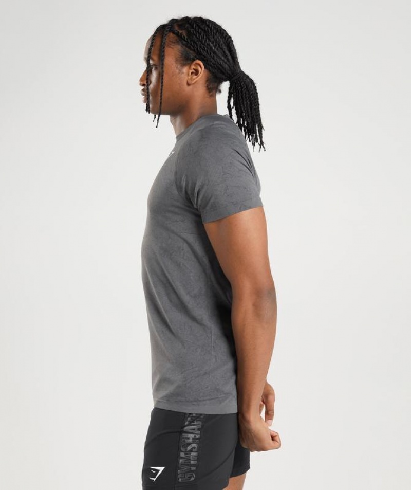 T-Shirts Gymshark Geo Seamless T-Shirt Charcoal Grey/Black | LWYPG1530