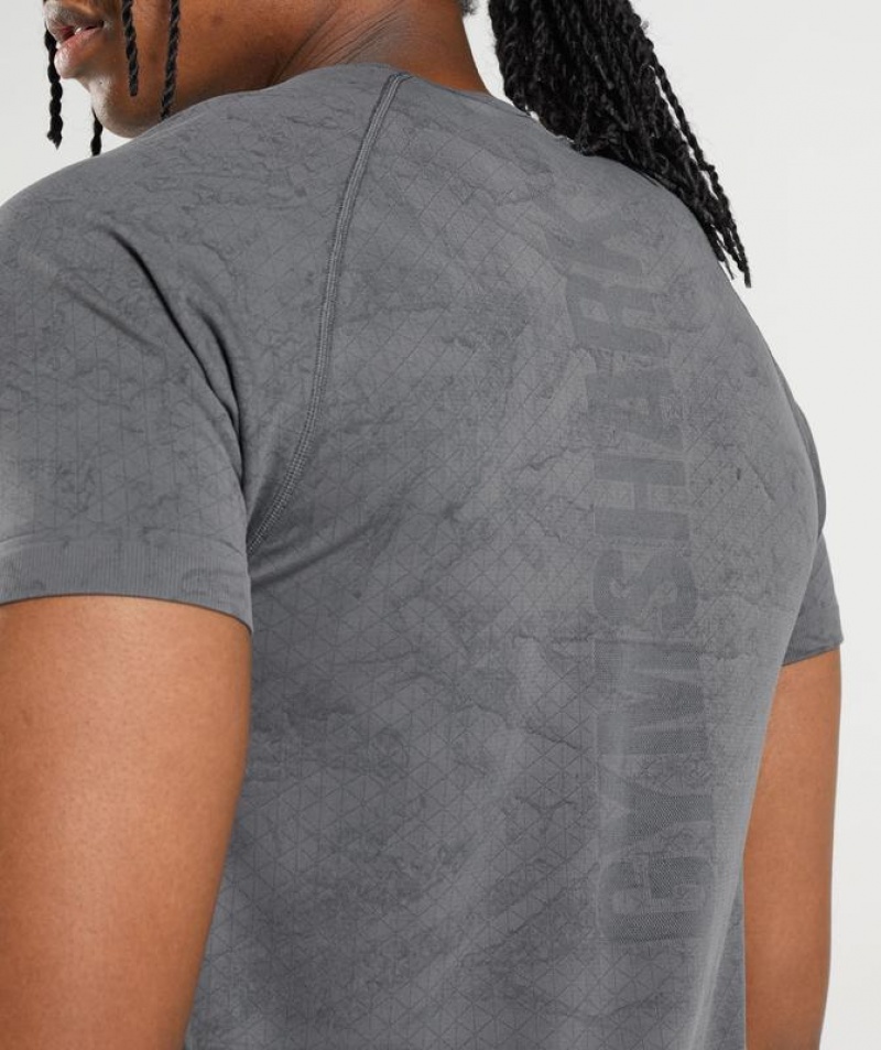 T-Shirts Gymshark Geo Seamless T-Shirt Charcoal Grey/Black | LWYPG1530