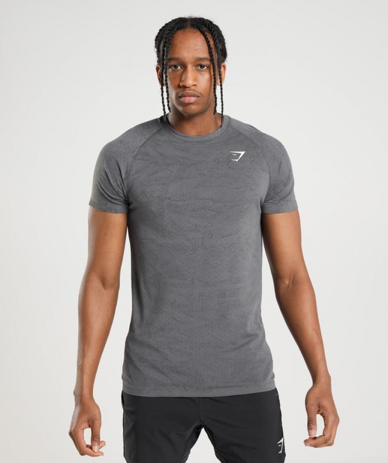 T-Shirts Gymshark Geo Seamless T-Shirt Charcoal Grey/Black | LWYPG1530