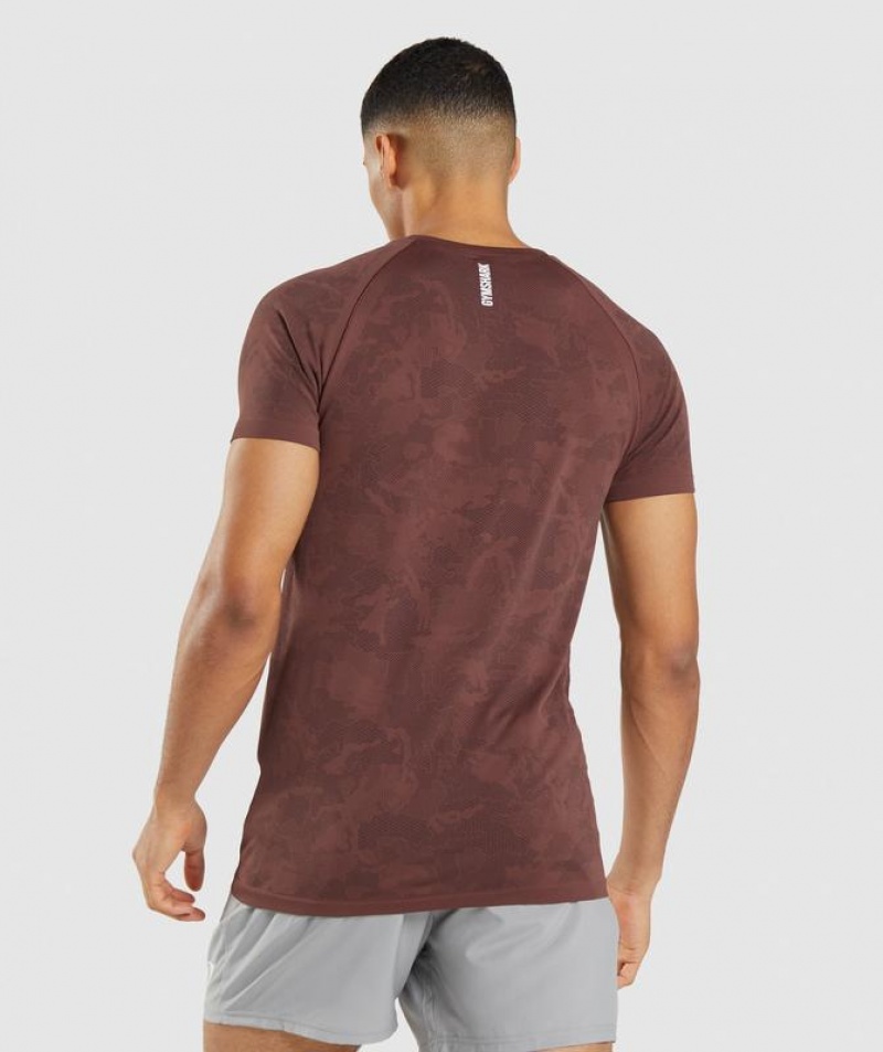 T-Shirts Gymshark Geo Seamless T-Shirt Cherry Brown/Black | UTWGX5814