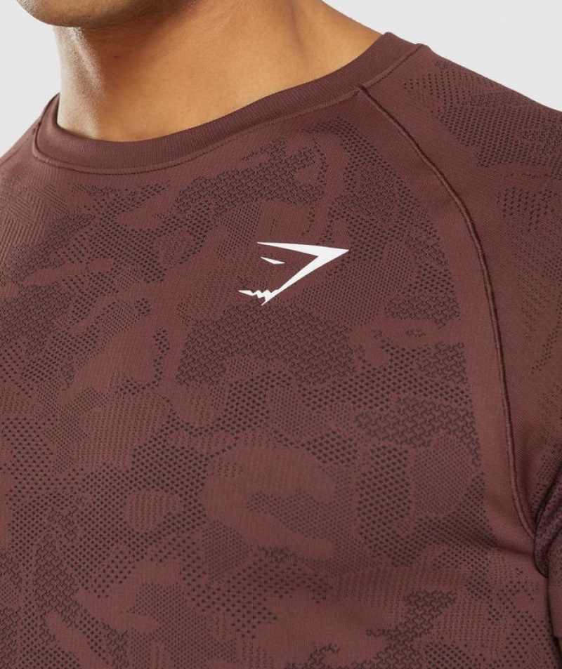 T-Shirts Gymshark Geo Seamless T-Shirt Cherry Brown/Black | UTWGX5814