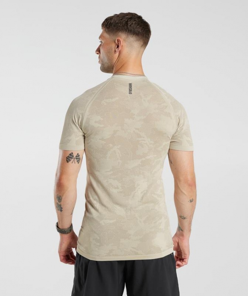 T-Shirts Gymshark Geo Seamless T-Shirt Marrones | DBOSI7623