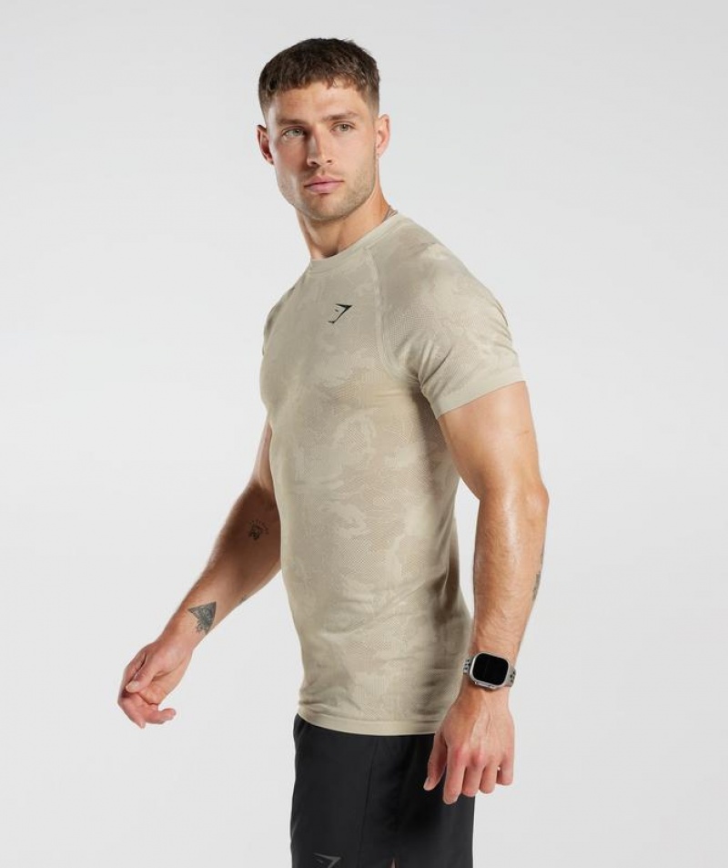 T-Shirts Gymshark Geo Seamless T-Shirt Marrones | DBOSI7623