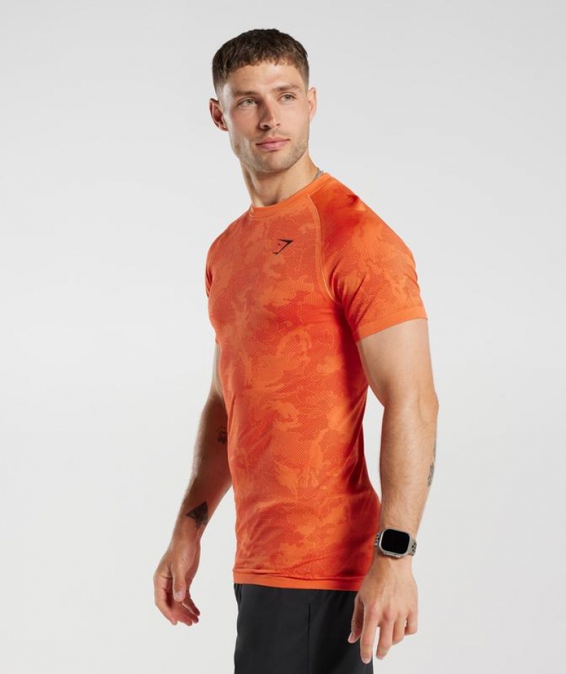 T-Shirts Gymshark Geo Seamless T-Shirt Rojas | QYEUO4162