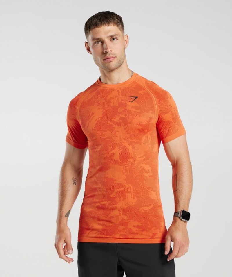 T-Shirts Gymshark Geo Seamless T-Shirt Rojas | QYEUO4162