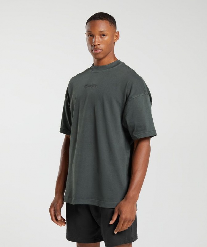 T-Shirts Gymshark Heavyweight T-Shirt Verde Oliva Oscuro Verde | TWGSQ1875