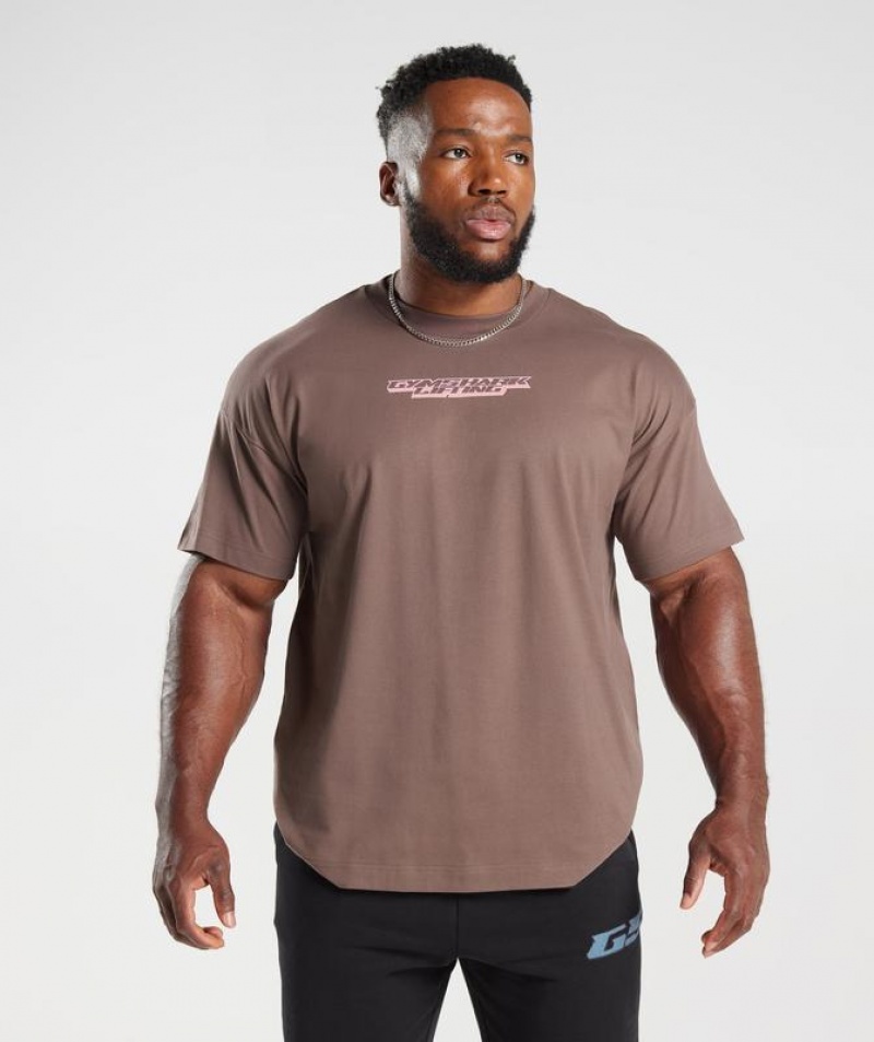 T-Shirts Gymshark Intergalactic Lifting Oversized T-Shirt Walnut Mauve | DUEJF6240