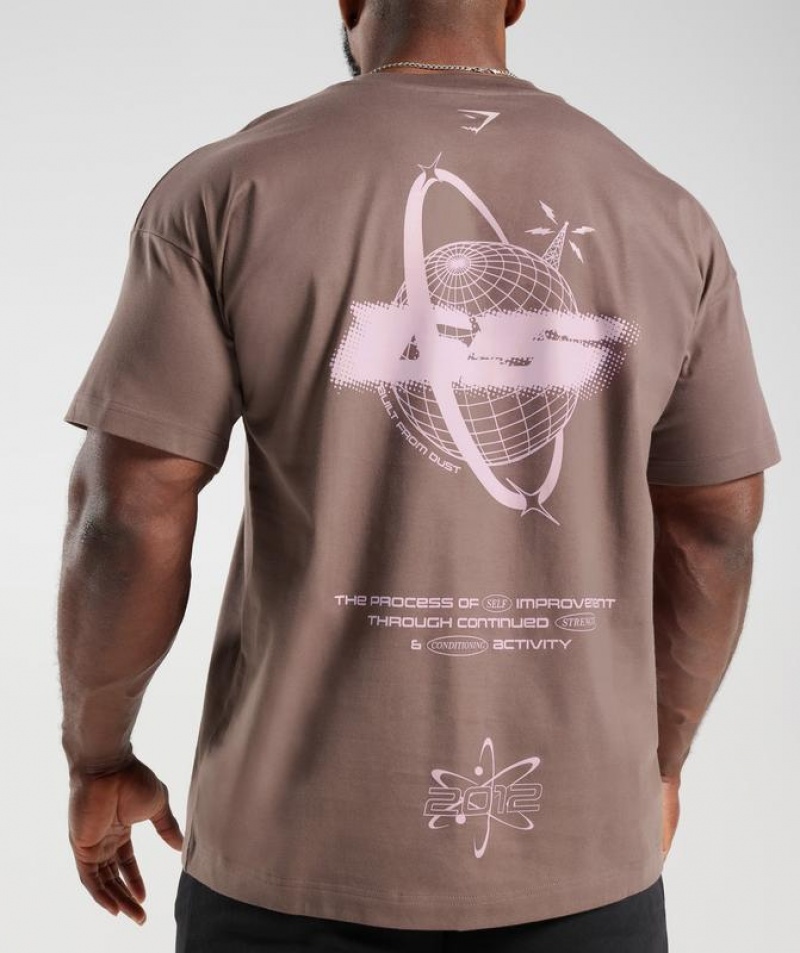 T-Shirts Gymshark Intergalactic Lifting Oversized T-Shirt Walnut Mauve | DUEJF6240