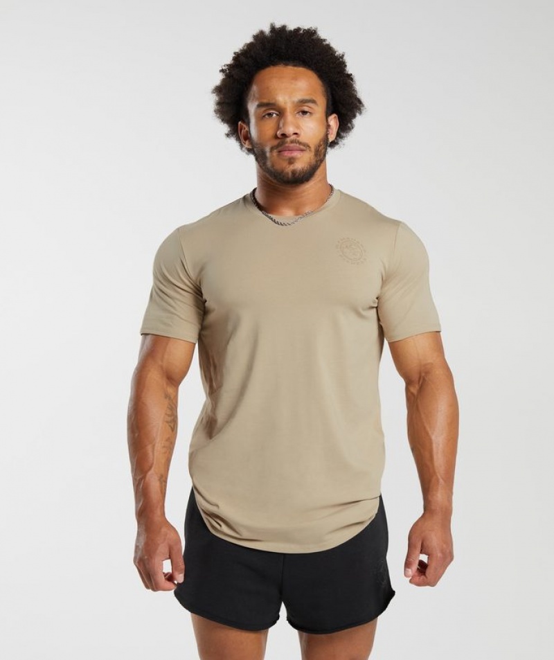 T-Shirts Gymshark Legacy T-Shirt Beige | TWYSF7802