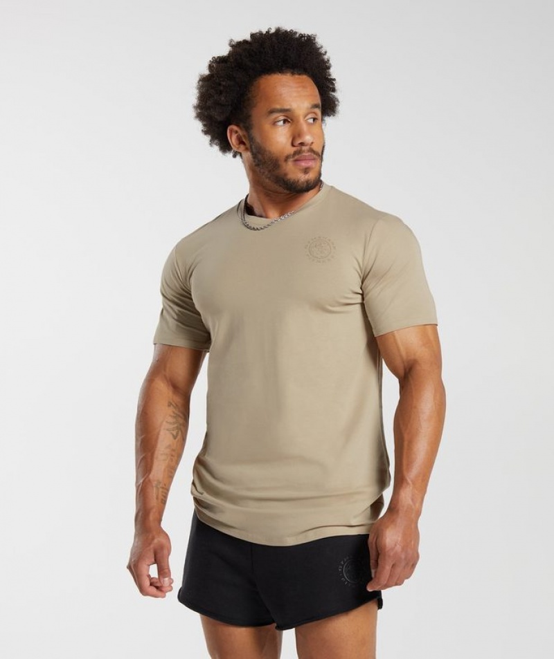 T-Shirts Gymshark Legacy T-Shirt Beige | TWYSF7802