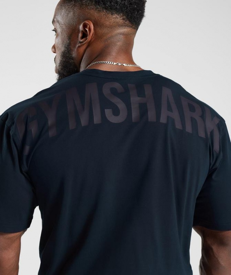 T-Shirts Gymshark Power T-Shirt Azul Marino | IHLNG7961