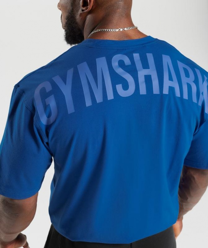 T-Shirts Gymshark Power T-Shirt Azules | YHFAW6793