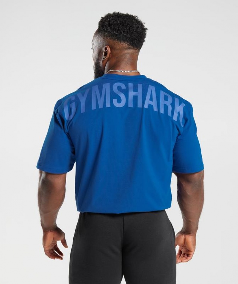 T-Shirts Gymshark Power T-Shirt Azules | YHFAW6793