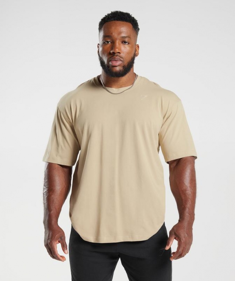 T-Shirts Gymshark Power T-Shirt Beige | BRJIW5938