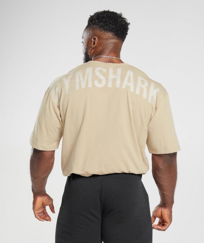 T-Shirts Gymshark Power T-Shirt Beige | BRJIW5938