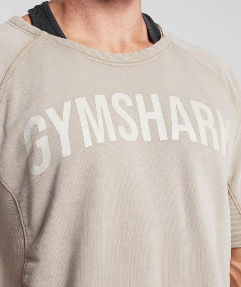 T-Shirts Gymshark Power Washed Rag Top Marrones | XGYEC2037