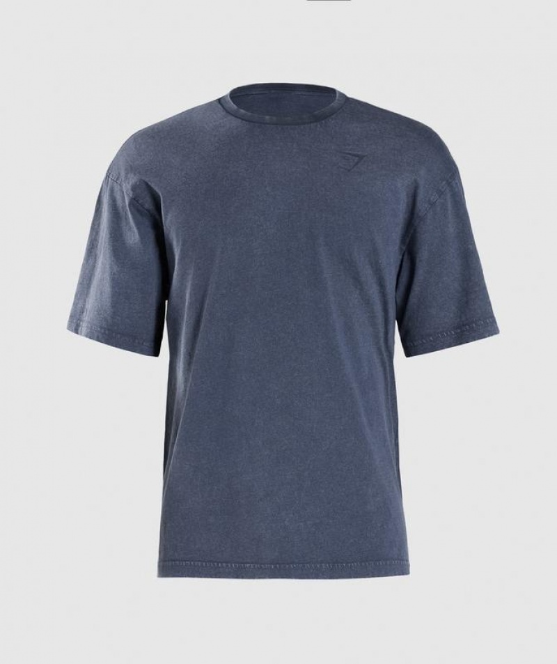 T-Shirts Gymshark Power Washed T-Shirt Azules | DOJBX0265