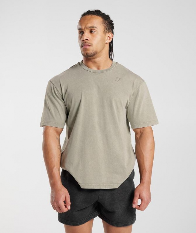 T-Shirts Gymshark Power Washed T-Shirt Marrones | IWYPK2546