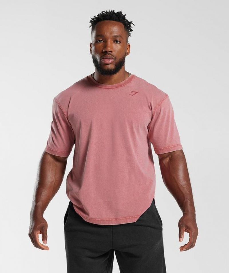 T-Shirts Gymshark Power Washed T-Shirt Rojas | RKXHQ0561