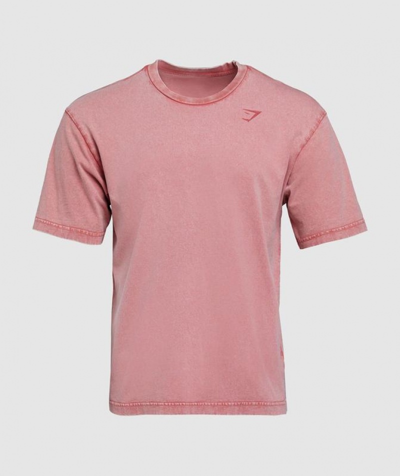 T-Shirts Gymshark Power Washed T-Shirt Rojas | RKXHQ0561