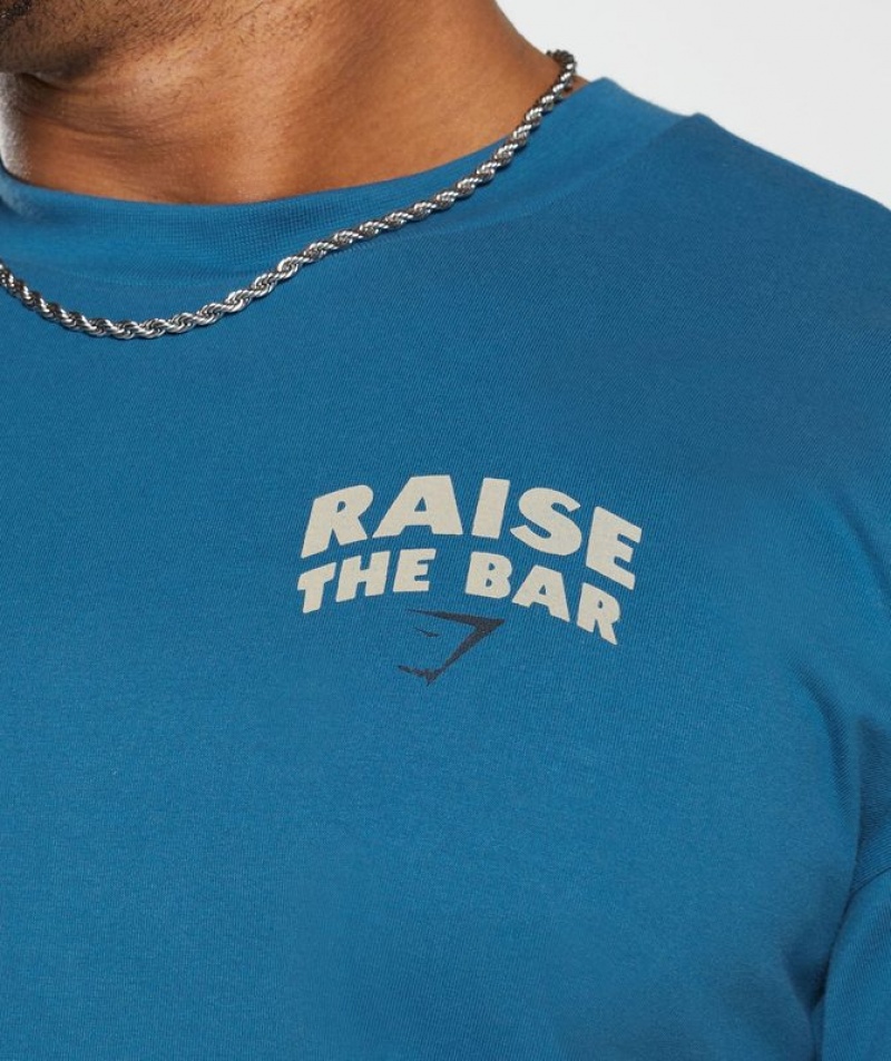 T-Shirts Gymshark Raise the Bar T-Shirt Azules | PALVZ0932