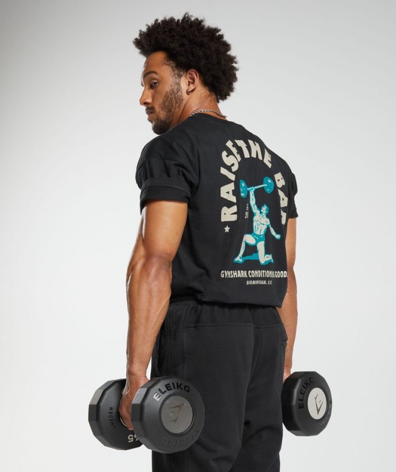 T-Shirts Gymshark Raise the Bar T-Shirt Negras | UVOTL6238