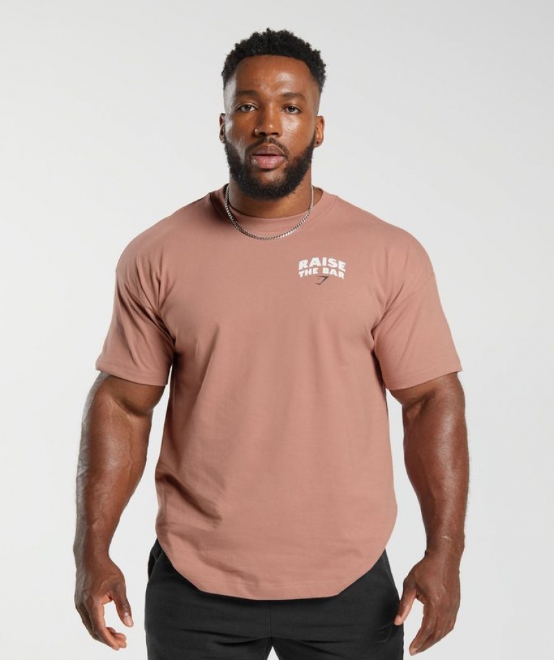 T-Shirts Gymshark Raise the Bar T-Shirt Rosas | LYGUC2914