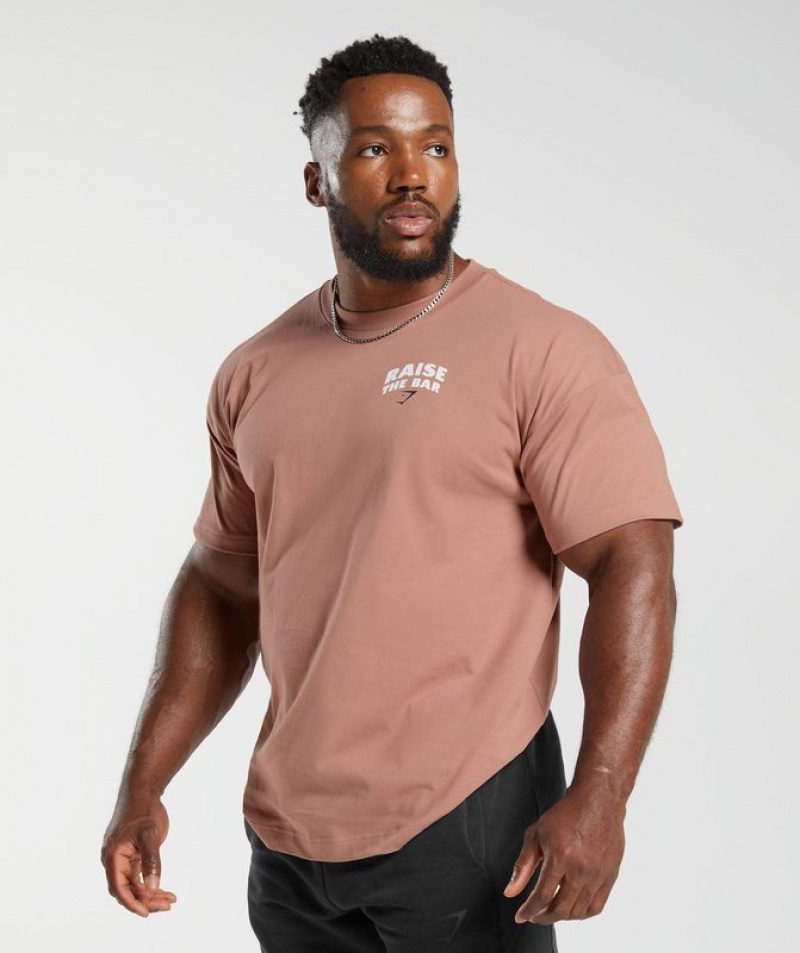 T-Shirts Gymshark Raise the Bar T-Shirt Rosas | LYGUC2914