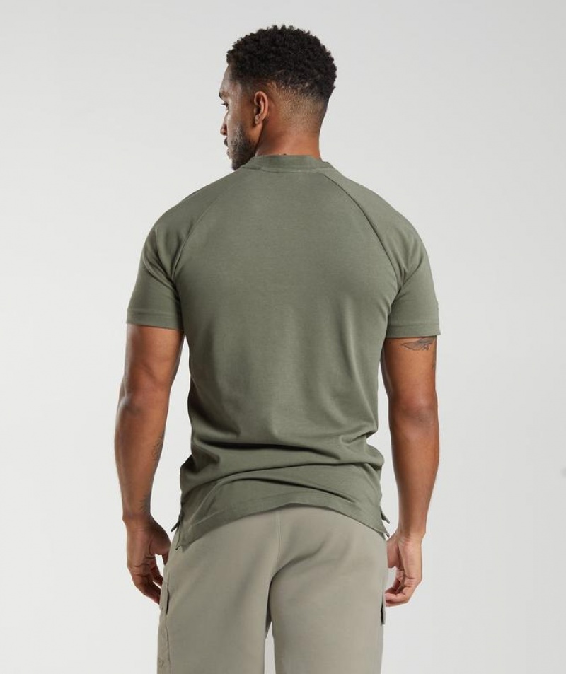 T-Shirts Gymshark Rest Day Commute Polo Shirt Verde Oliva | KOWYZ8560